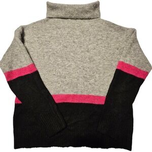 Karen Kane Turtleneck Sweater Womens Small Gray Black Pink Color Block Knit